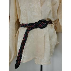 Multi Colored Braided Split Leather Belt 80s